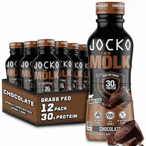 Jocko Mölk 30g Grass Fed Protein Shakes – No Added Sugar Protein Drinks KETO Friendly - Ready to Drink 12 FL Oz (Pack of 12) Chocolate