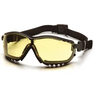 Pyramex V2G Safety Glasses/Goggles Black Frame Amber Lens