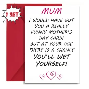 Humorous Sarcastic Mother's Day Card For Fun Mum,Witty Rude-ish Mother's Day Card With Funny Quote