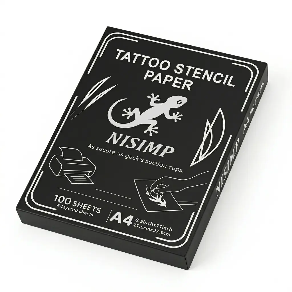 100 Sheets Tattoo Transfer Stencil Paper, A4 Size, Ultra-High Definition, Thermal Printer Compatible, Professional & Small Shops Use