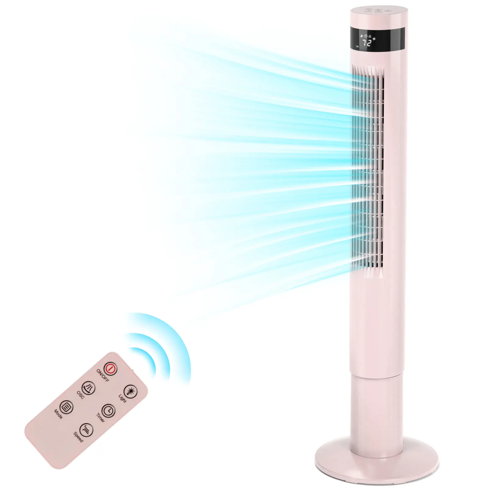 【Not Air Conditioner】Antarctic Star Tower Fan - Portable Electric Oscillating Unit with Remote Control, 3 Speeds, 12-Hour Timer, 85° Oscillation, for Bedroom, Office | Portable Fans, Bedroom Items, Apartment Accessories, Living Areas, Pink