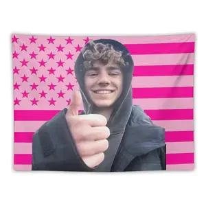 Walker Celebrity American Flag Tapestry, Pink Scobell American Wall Polyester Banner in Bedroom