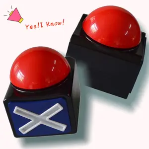 2 Pack Game Buzzers with Lights & Sound - Quiz Buzzer Buttons for Family Feud, Trivia, Talent Shows - Party Contest Props Red LED & 3-Second Alarm