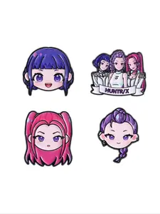 4Pcs Q-Version Cute Demon Hunters Huntrix Enamel Pins, Cartoon Anime Character Brooches, Fashion Jewelry for Men and Women, Daily Wear Gift