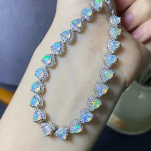 Loveden Natural White Opal Bracelet For Women Daily Date 4*4mm Heart Shape Opal s925 Sterling Silver Adjustable Hypoallergenic Shining Charm Jewelry Accessories Birthday Valentines Gift