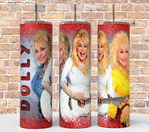 Dolly Parton 20oz Skinny Tumbler with Lid & Straw - Vacuum Insulated for All-Day Hot or Cold Beverages, Ideal for Coffee, Wine, and More - Flasks