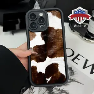 Cowhide Chic Pattern TPU Phone Case for iPhone 17 Pro Max 16 Plus 15 14 13 12 11 Air XR E Shockproof Drop Protection Rugged Durable Silicone Cover Cellphone Protective Smartphone Casing