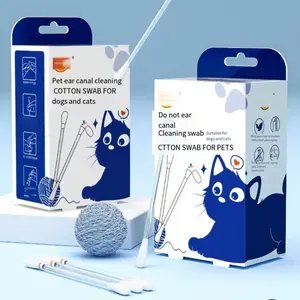 50Pcs 100% Cotton Pet Ear Cleaning Swabs, Uncharged Ear Wax Remover Sticks for Dogs and Cats, cleaning for Effective Ear Care