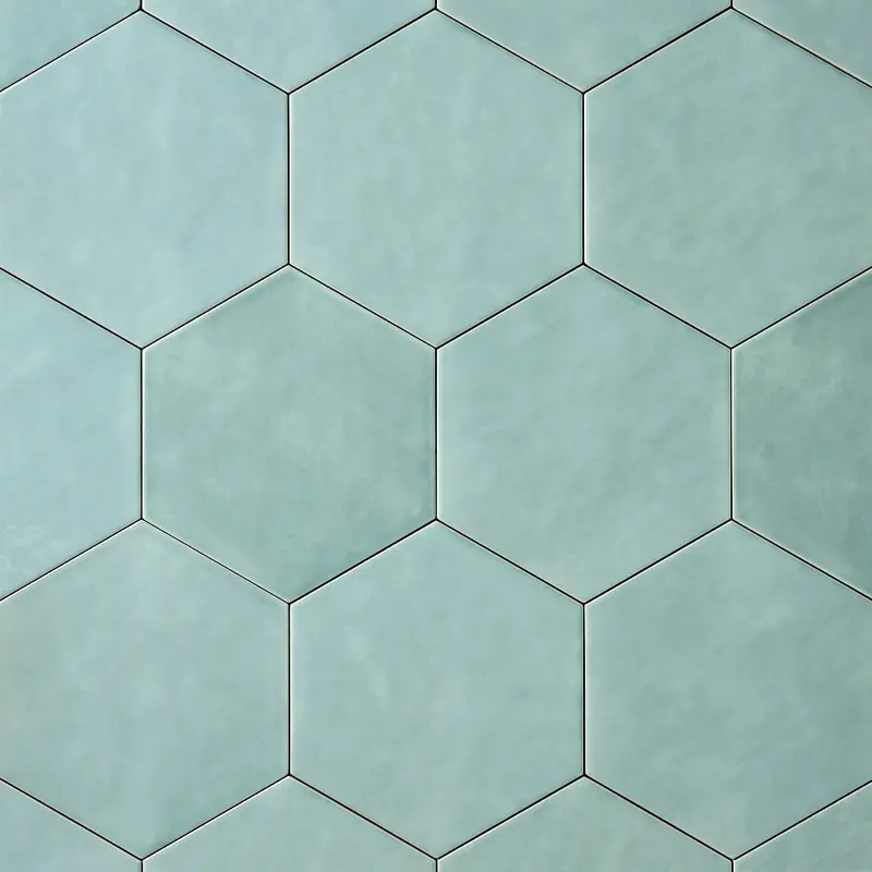 San Fran Aqua 7x8 Hexagon Ceramic Tile Glossy