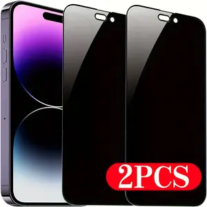 2pcs Privacy Screen Protector Full Coverage Anti-Spy Tempered Glass Film 9H Hardness Upgrade Edge Protection for iPhone 16 Pro Max/16 Plus/16 Pro/16 Series