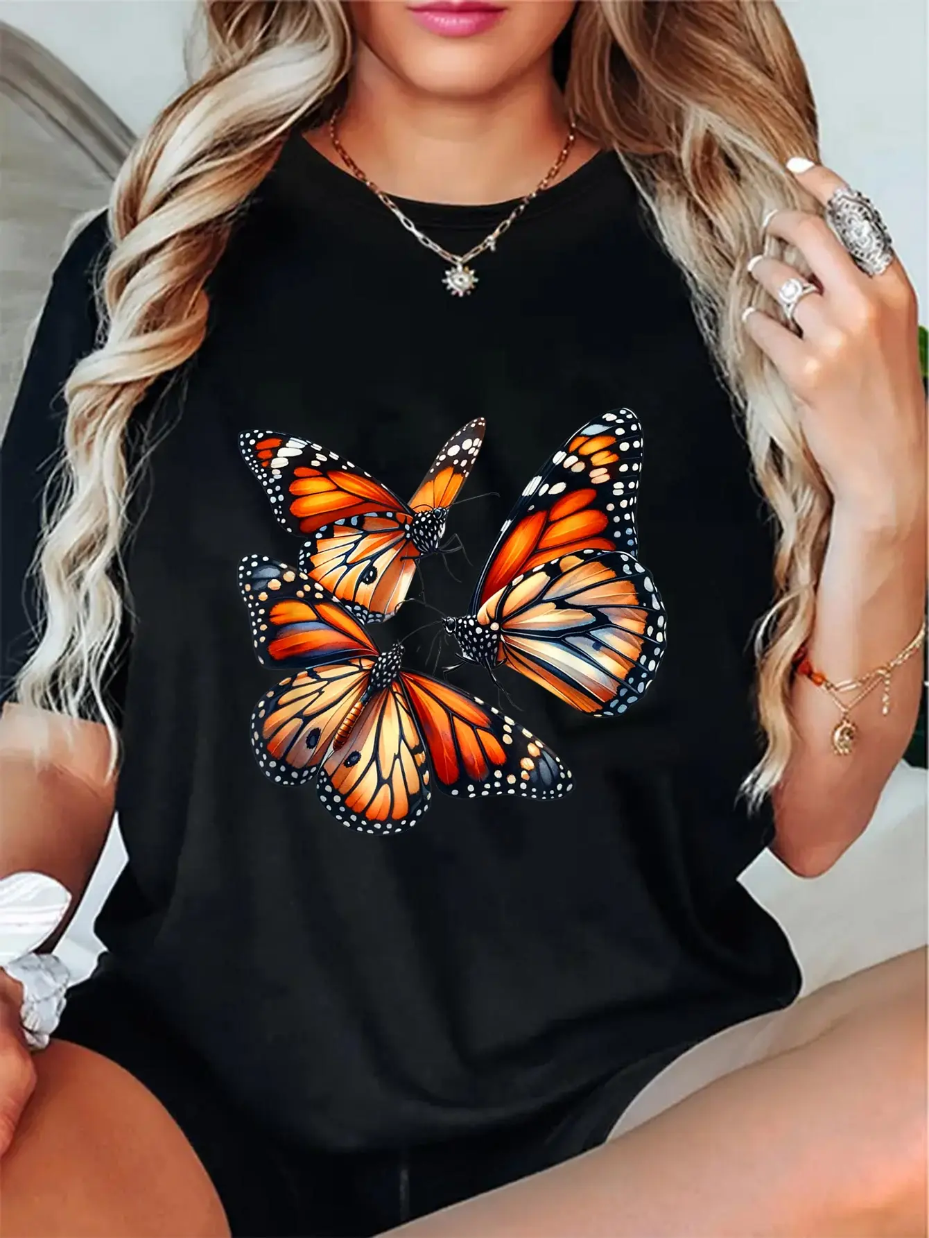 100% Cotton Monarch Butterflies Butterfly Lover Watercolor Lepidopterist T-Shirt