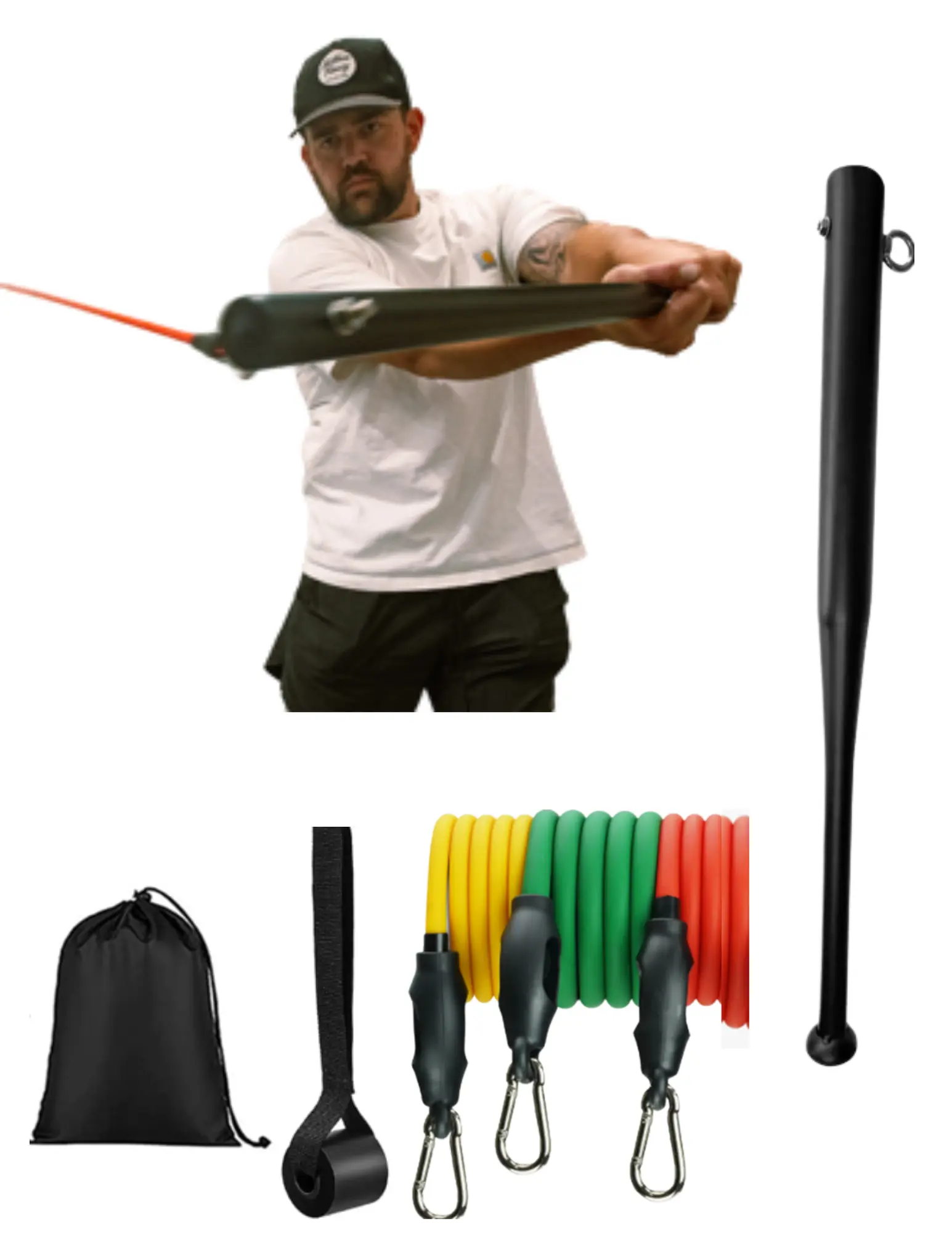 Power Swing Resistance Bat Trainer – Baseball & Softball Swing Trainer for Bat Speed, Forearm Strength & Swing Path | At-Home Batting Practice Tool for Youth, Little League, Travel Ball & Softball Hitters, No Cage Needed