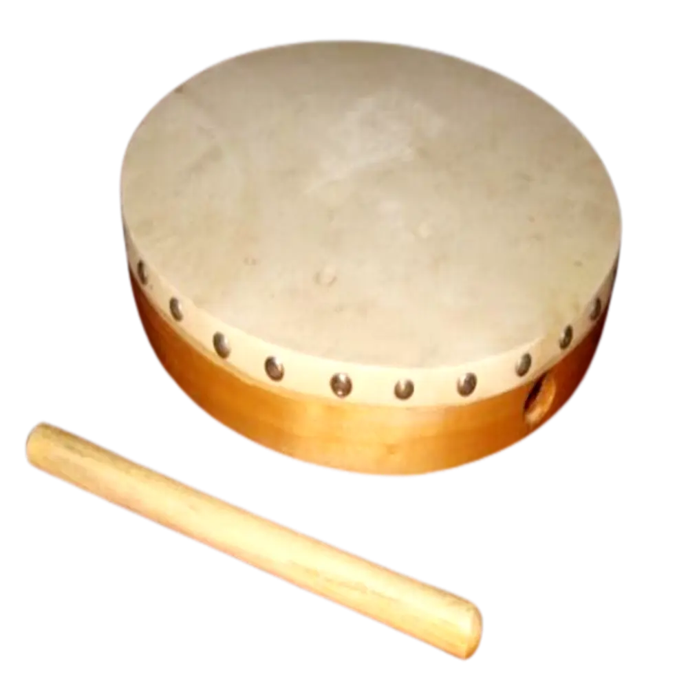 Wooden Hand Drums Size: 8" - No Jingles, Natural Goat Skin Heads With Beater. Excellent sound for School Kids