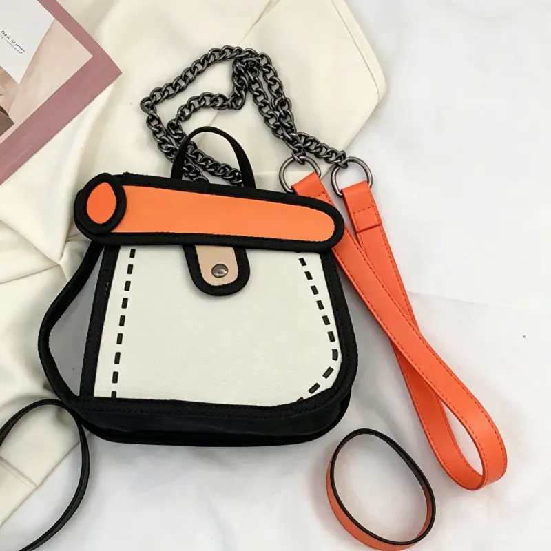 Cartoon Crossbody Purse - Whimsical Comic Style Handbag with Multi Carry Options