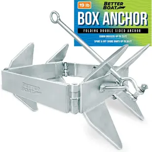 Box Anchor for Boats, Folding Boat Anchor Hot Dip Galvanized, Double Sided Slide Anchor for Pontoon Fishing and Cabin Cruiser, Multiple Sizes