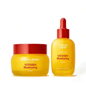 EQQUALBERRY Vitamin Brightening Serum Cream Women's Set - Vitamin C and Niacinamide | Targets dark spots | Ceramides strengthen the skin barrier | Radiant and moisturized