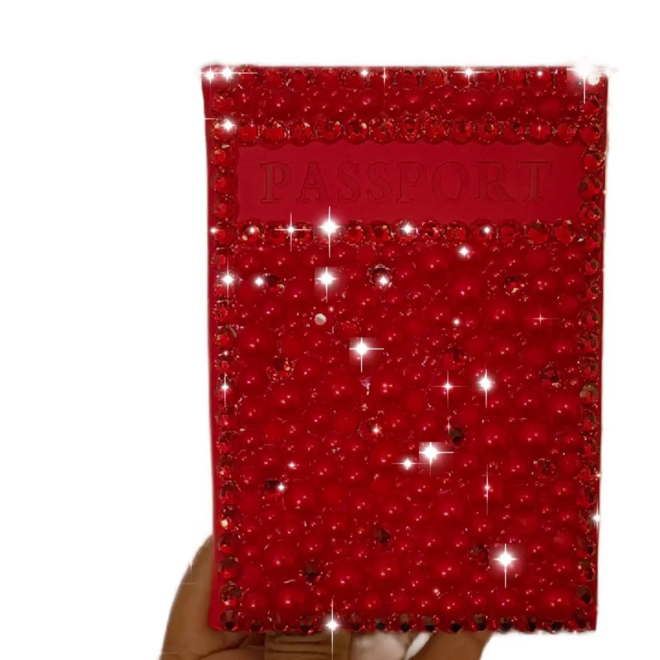 Red Passport Cover - with Crystal Rhinestones
