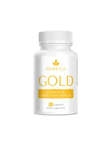 Bravenly Gold Capsules: Turmeric & Apple Cider Vinegar Capsules for Healthy Inflammatory Response Gut Health Immune Boost Skin Glow
