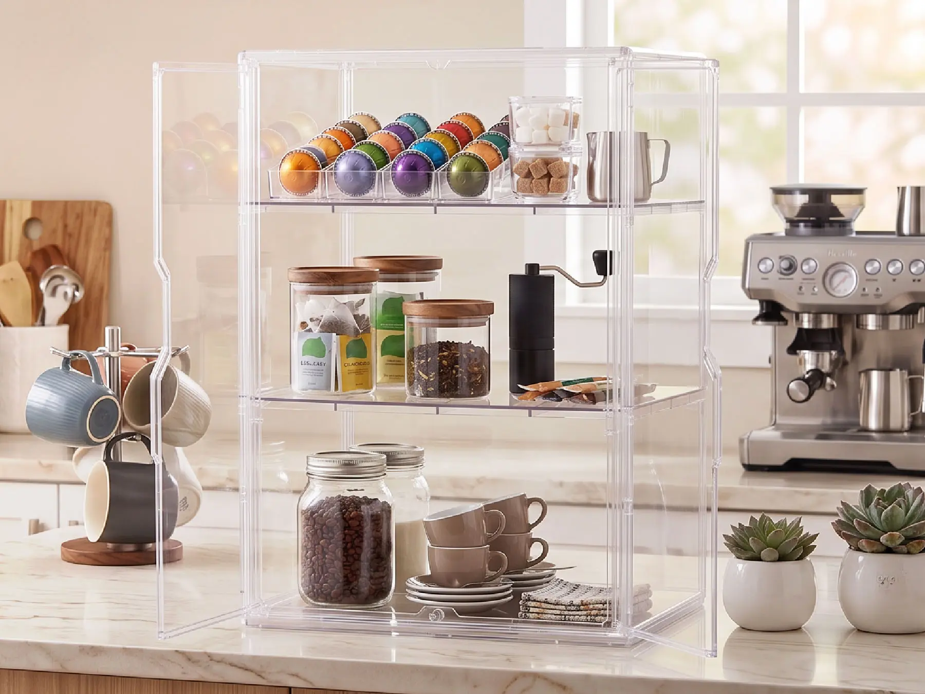 Clear Acrylic Makeup Organizer with 3 Shelves for Cosmetics and Beauty Products