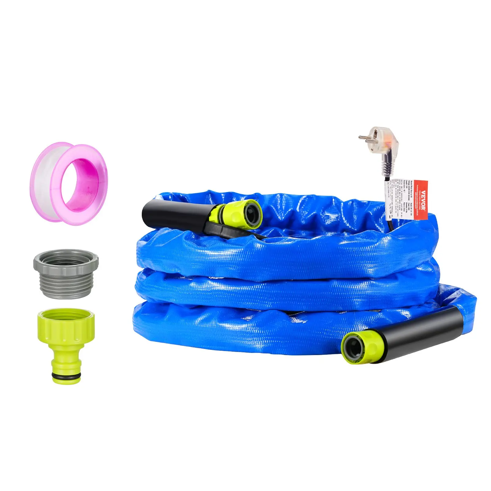 VEVOR 15ft Heated Water Hose for RV, Heated Drinking Water Hose with Corrugated Cover Antifreeze to -45F, Automatic Self-regulating, 5/8 I. D. with 3/4 GHT Adapter, Lead and BPA Free