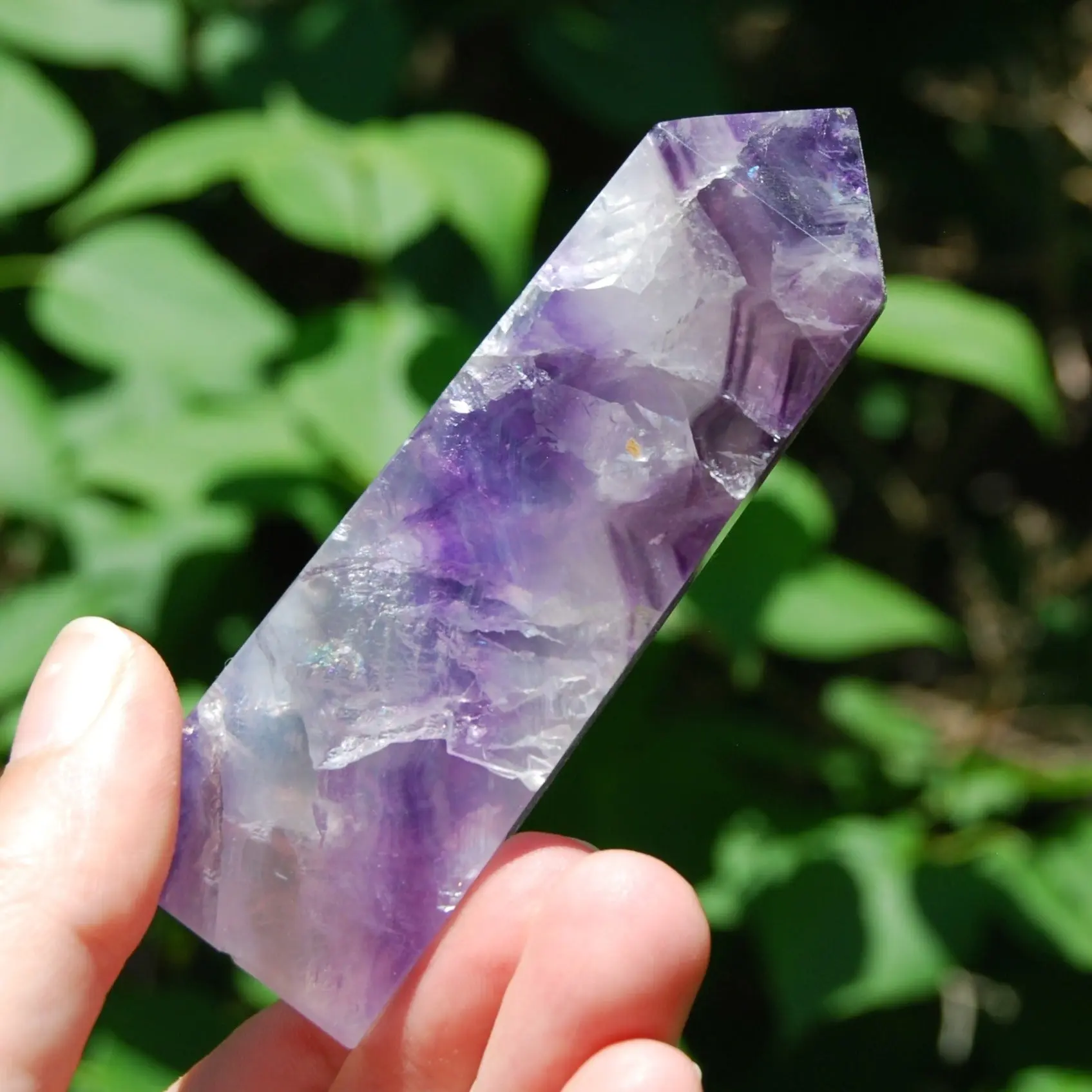 3.7in 156g Purple Fluorite Crystal Tower