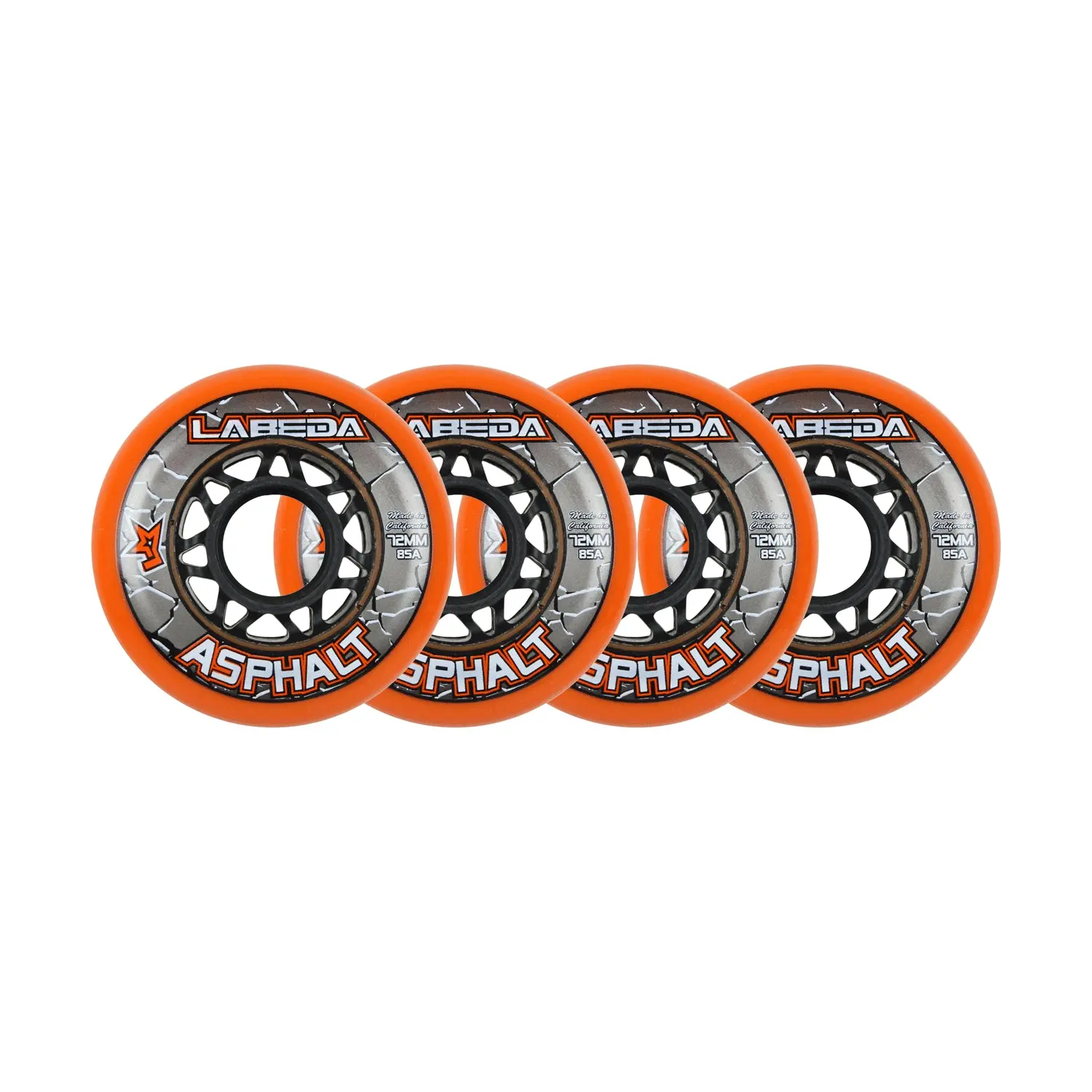 Labeda Roller Hockey Wheels - Asphalt Gripper 72mm 85A Orange (4-Pack)
