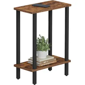 Small Side Table, Narrow End Table, Skinny Sofa Table, Slim Nightstand, Couch Table, Living Room, Bed Room, Brown TB01BB062