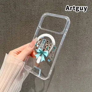 Fashionable Mama Emblem Pattern Magnetic Phone Case for iPhone 17 16  Pro Max Plus 15 14 13 12 11 Air E Anti-Yellowing Shockproof Lightweight Transparent Acrylic Large Hole Soft Cover Supports Wireless Charging