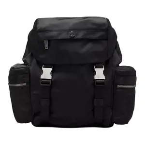Lululemon Wunderlust 14L Minimalist Nylon Backpack with Buckle Closure for Men and Women in Black and Silver