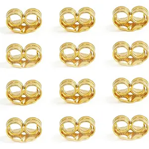 Orgrimmar 14K Gold Earring Backs Yellow Ear Locking for Stud Ear Rings (6 Pairs)