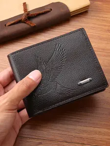 One piece,men's horizontal wallet made of PU leather, portable, multi-card slot card holder, multi-functional, simple, business style, short style, change clip, banknote card holder, fashionable wallet