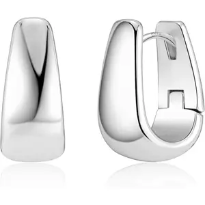 925 Sterling Silver Earrings Small Chunky Silver Earrings for Women 14K Gold Plated Small Hoop Earrings Silver Hypoallergenic Earrings Small Thick Huggie Hoops Earrings