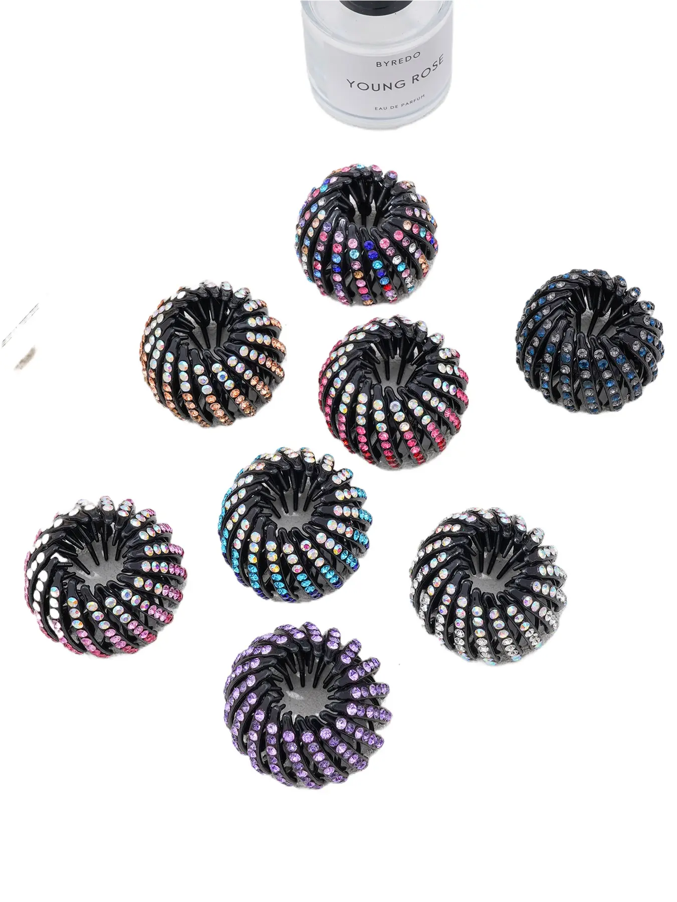 8-piece rhinestone bird's nest-shaped hairpin set, ladies' autumn and winter casual fashion accessories, retractable ponytail holder, bird's nest hairpin, hair tail clip, hair bun maker accessories, Updo, Hair Clips For Styling