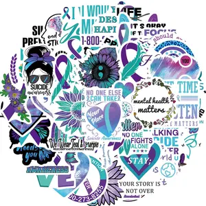 Suicide Awareness Sticker, 50pcs/set Suicide Prevention Sticker, Waterproof Vinyl Decals Sticker for Water Bottles Laptop Luggage Journaling, Decorative