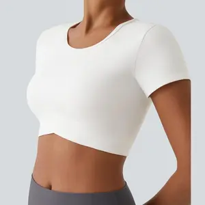 Halara Softlyzero Plush Crossover Hem Cropped Sports Top-UPF50+