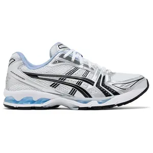 ASICS Gel-Kayano 14 JJJJound White Blue Round Toe Mens Sneaker 1203A961-101 Laces Closure All Seasons 100% Authentic Running Training Shoe Unisex Chunky Men's Athletic Women's Metallic, All-Season Use, Lace-Up Closure, Mesh Upper