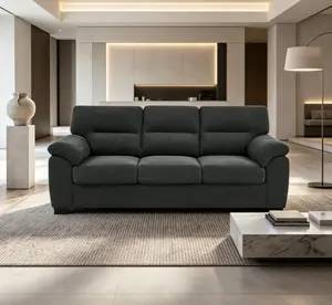 3-Seater Modern Minimalist Textured Fabric Sofa - Sturdy Frame, Comfortable Couch Settee for Living Room Indoor Furniture Sets Lounge Sofa Comfy Upholstered Sofa