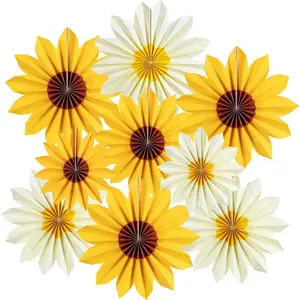 Sunflower Party Decorations Sunflower Bithday Paper Fans Bulletin Board Decor, Yellow Tissue Flowers Wall Decorations Hanging Sun Flower Theme Party Supplies Shower - Home Improvement.