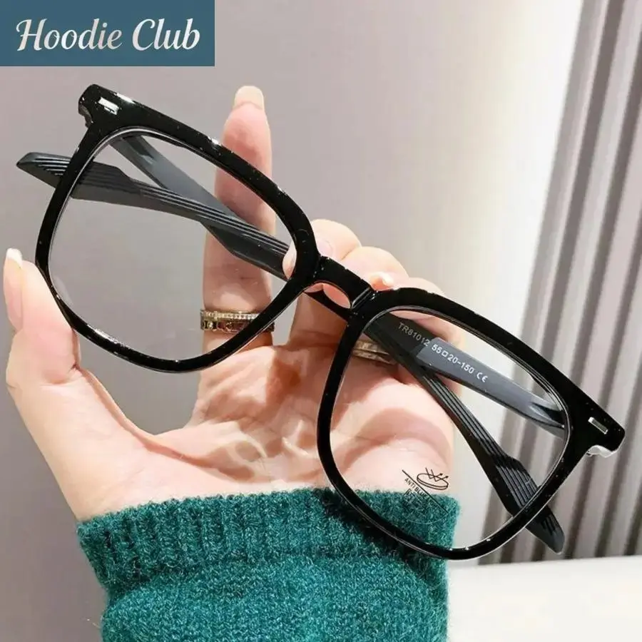 Oversized Square Eyeglass Frames, Unisex Fashion Large-Frame Optical Glasses, Prescription-Ready Myopia Eyewear with Trendy Clear Lenses
