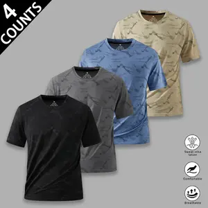 Men's 4-Pack Performance Short Sleeves, Stretchable Fabric for Full Range of Motion in Training and Sports, Tag-Free Design for Enhanced Comfort and Easy Care Laundry