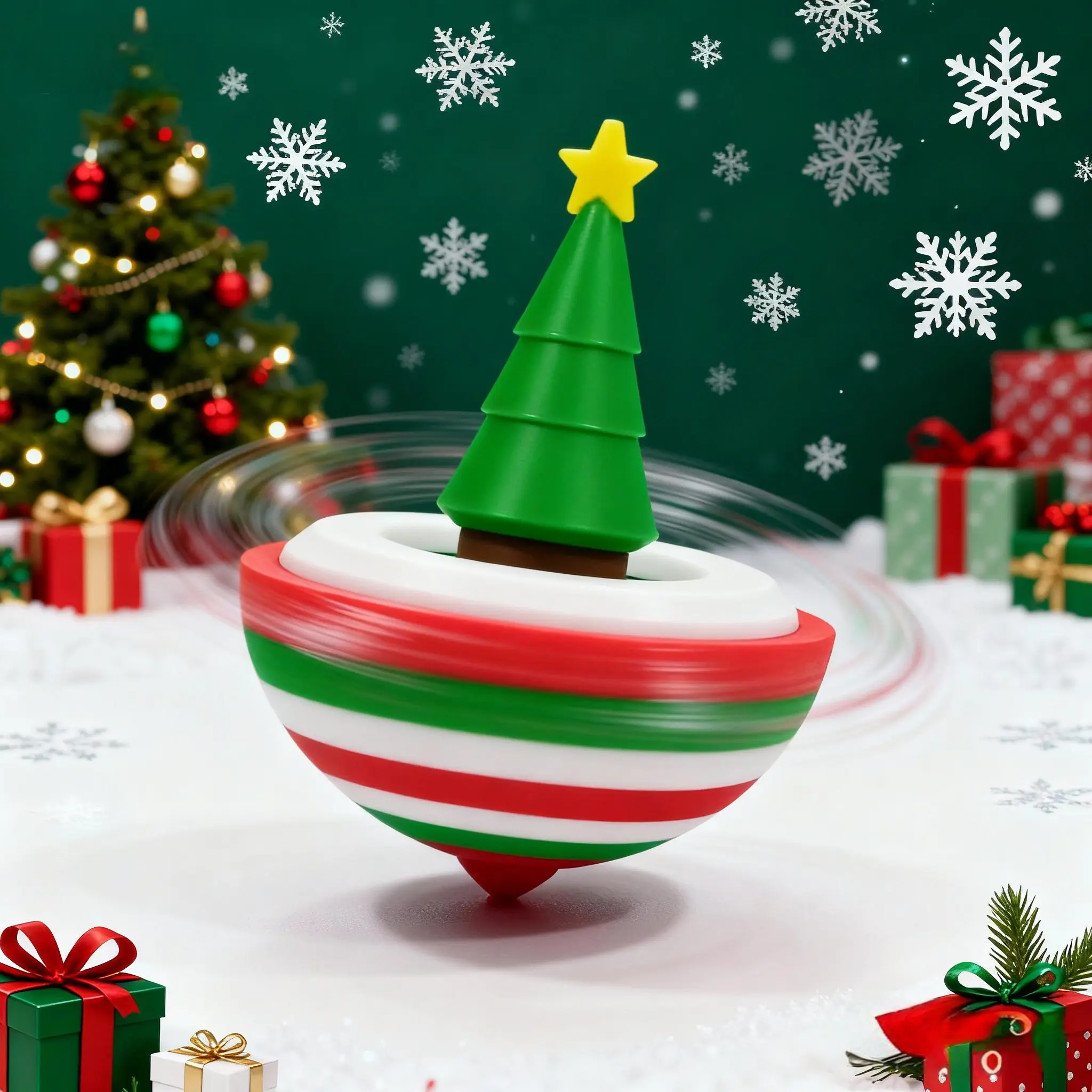 FuRise 3D Printed Christmas Tree Spinning Top - Smooth, Lightweight, Minimalist Spinner Decoration, Holiday Gift for Christmas Party Festive Souvenir, Plastic