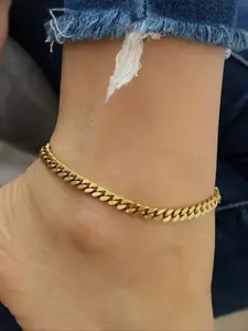 Minimalist Punk Style Chain Anklet, Vintage Thick Unique Chain Link Design, Beach Vacation Daily Accessory, Perfect Holiday Gift Choice