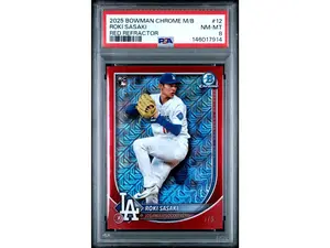 2025 Bowman Chrome Mega Box Prospects Red Refractor Roki Sasaki #12 /5 PSA 8