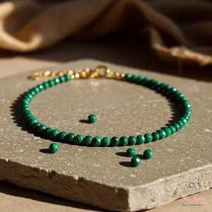 Natural Malachite Dainty Bracelet Green Faceted Crystal Braided Bracelet Minimalist Style for Daily Use Gift for Mother Daughter Wife