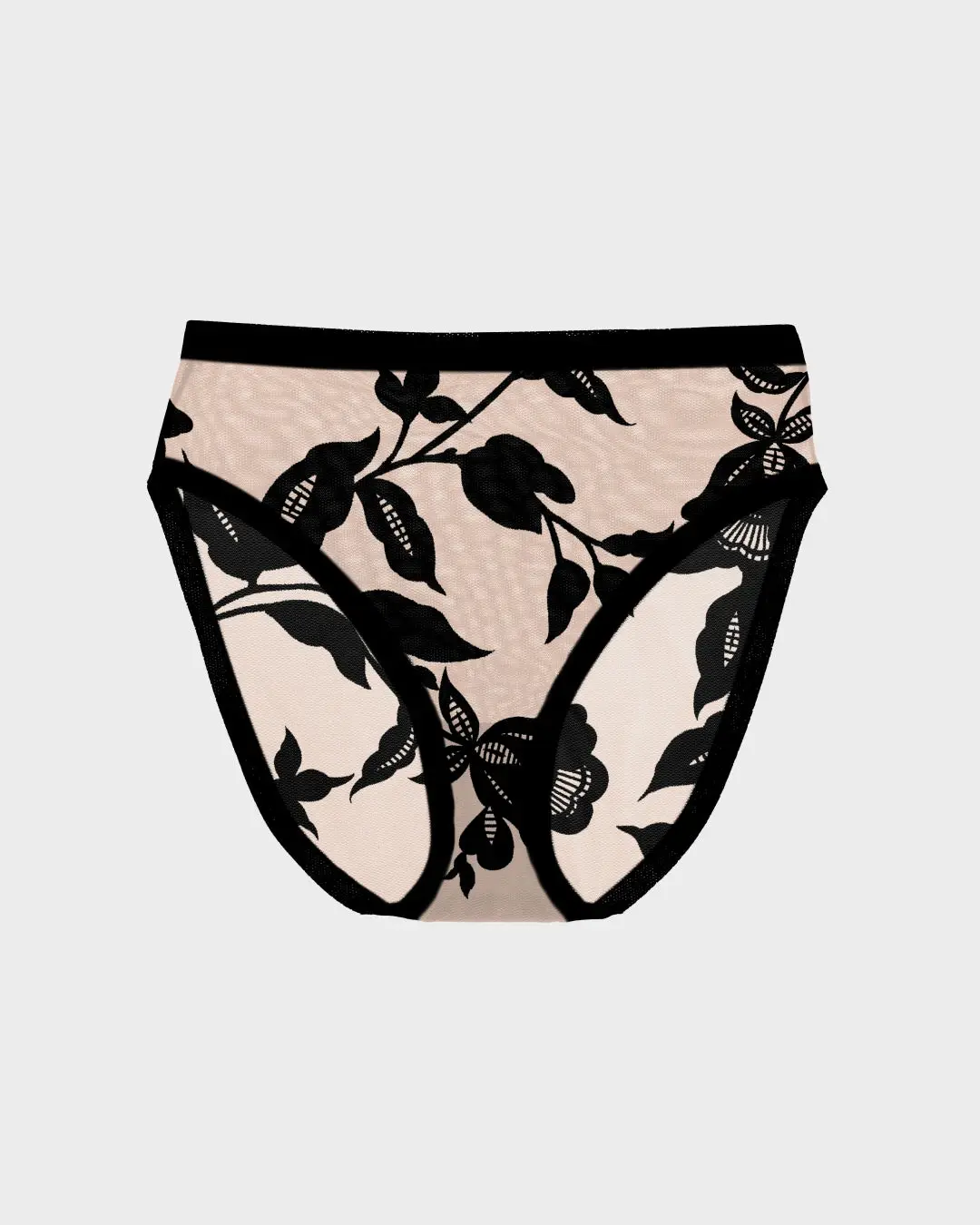 Women's Soft Cotton Fabric Lady Panty, Madam Oh La La Sheer High-Cut Design