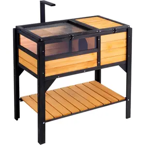 VEVOR Tortoise Habitat, Cedar Wooden Tortoise House Indoor & Outdoor, Tortoise Enclosure with Light Stand, Reptile Enclosure Small Animal Cage with Stand Legs for Gecko, Lizard, Snake