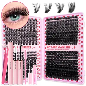 DIY Individual False Lash Clusters, 800Pcs/720Pcs/200Pcs False Eyelashes Set with Bond Seal, Tweezers, Remover, Lash Brush, D Curl Mixed Length for Natural Look, Dense, Thick, 30D+40D+60D+80D Eyelash Multi-Functional Book for Beginners DIY Eyelashes Kit