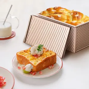 Extra Large Pullman Loaf Pan with Lid 12.3x4.7x4.3 Inches, Bread Knife Included, Vent Holes for Baking, Black Lid Bread Pan for Sandwich Bread