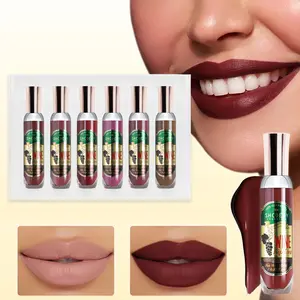 Red wine bottle lip dye set six-color lip gloss that is not easy to stick to the cup and not easy to fade matte matte lipstick