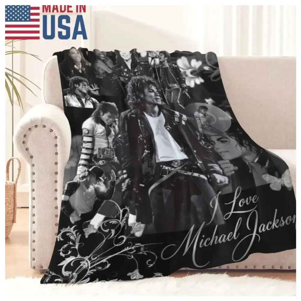 Personalized Michael Jackson Blanket, Music Legend King of Pop Flannel Throw, Custom MJ Fan Gift, Vintage Pop Culture Singer Room Decor Suitable as a gift sizes 60*80,30*40 ,40*50 50*60